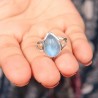 Pear Moonstone Ring, Love Promise Ring, Sterling Silver Ring, Engagement Ring, Bridal Jewelry, Rainbow Ring, Dainty Ring for Her