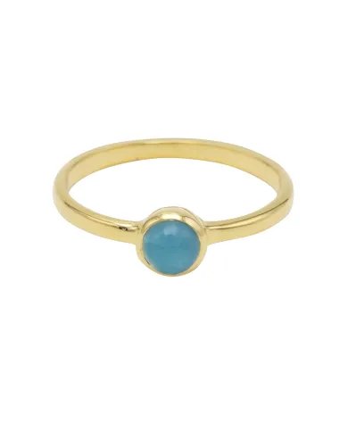 Ocean Beauty Larimar Ring - Sterling Silver Gold Plated Minimalist Gemstone Ring