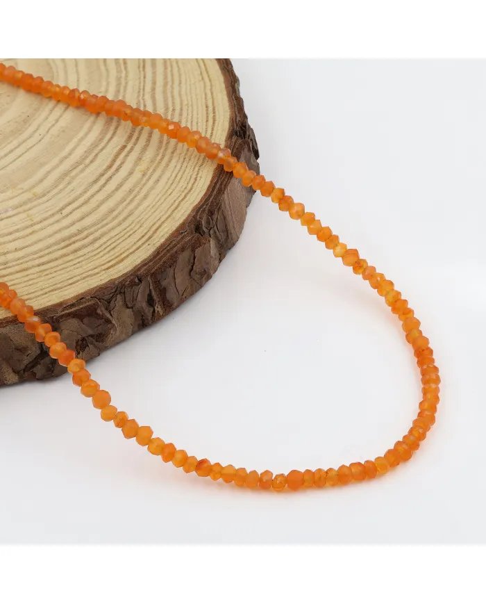 Carnelian Beaded Necklace - 925 Sterling Silver Handmade Gemstone Jewelry