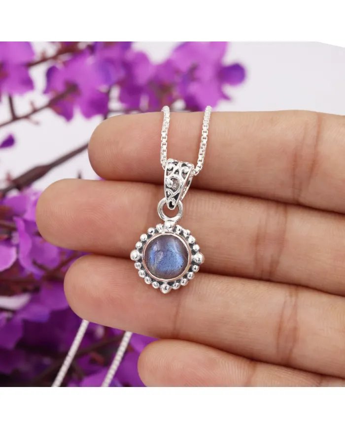 Labradorite Pendant - 925 Sterling Silver Flashing Gemstone Jewelry