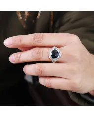 Natural Black Onyx Ring - 925 Sterling Silver Handmade Boho Jewelry