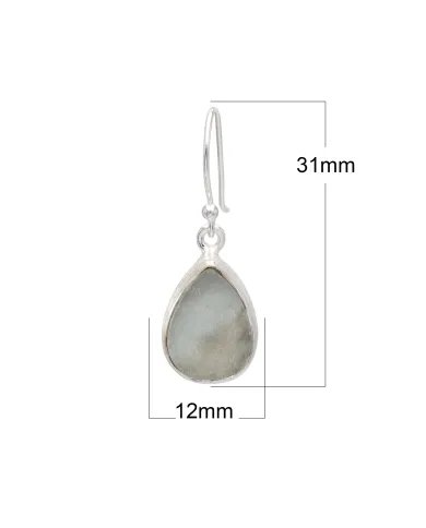 Natural Aquamarine Earrings - 925 Sterling Silver Healing Crystal Jewelry