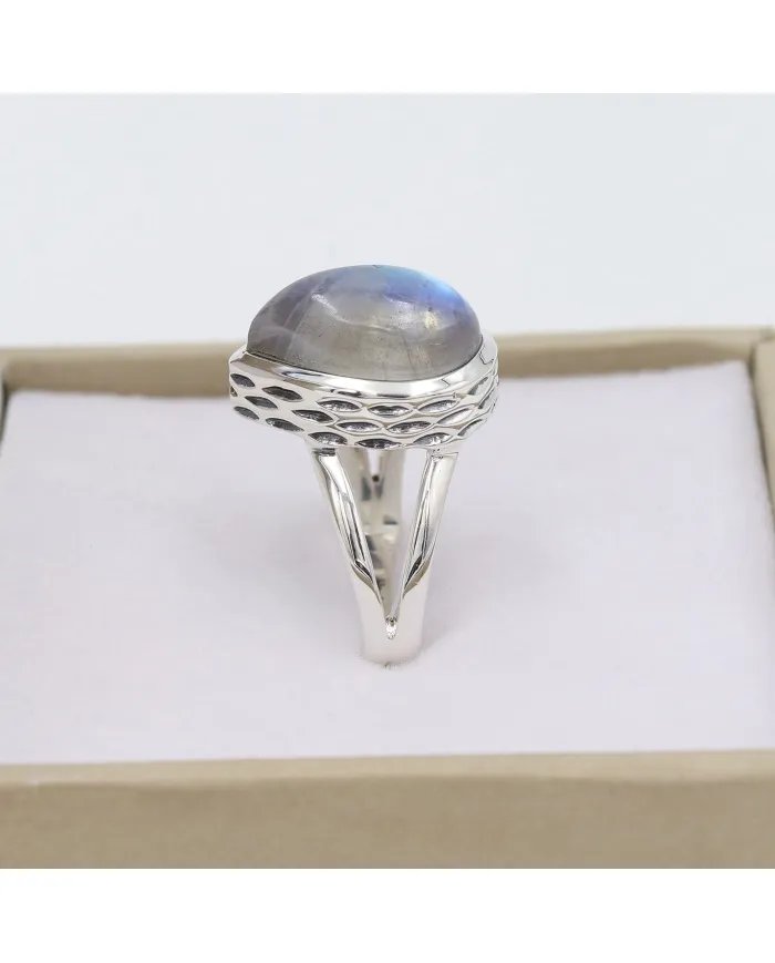 Rainbow Moonstone Ring – Handmade 925 Sterling Silver June Jewelry