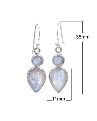 Rainbow Moonstone Teardrop Dangle Earrings – 925 Sterling Silver Jewelry