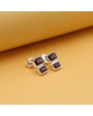 Garnet Gemstone Sterling Silver Stud Earrings - Handmade Stud Earrings For Women