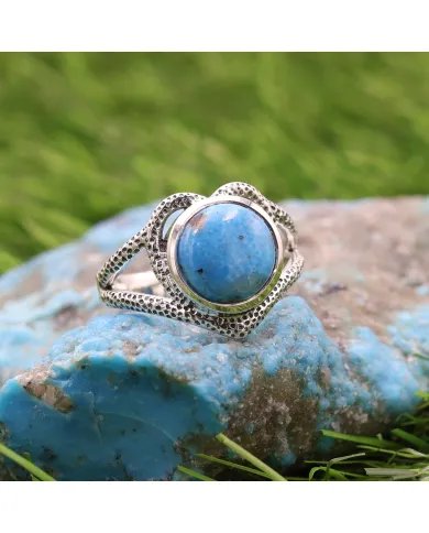 Arizona Turquoise Sterling Silver Ring - Round Shape Design Jewelry for Women