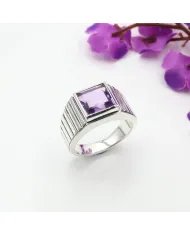 Handmade Amethyst Ring - 925 Sterling Silver Statement Ring for Her & Him