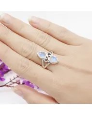 Rainbow Moonstone Ring - 925 Sterling Silver Pear Shape Handmade Jewelry