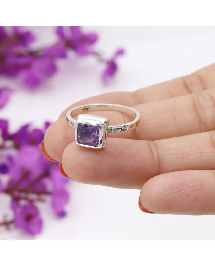 Amethyst Ring – Handmade 925 Sterling Silver Minimalist Jewelry