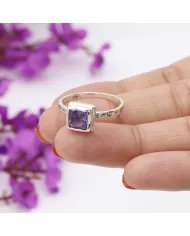 Amethyst Solitaire Ring – 925 Sterling Silver Handmade Jewelry