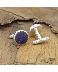 Lepidolite Sterling Silver Cufflinks for Men - Handcrafted Groomsmen Gift