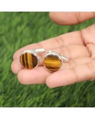 Natural Tiger Eye Cufflinks in Sterling Silver – Luxury Men’s Accessories