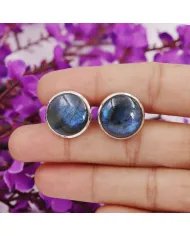 Labradorite Cufflinks – Handmade 925 Sterling Silver Luxury Gift for Him