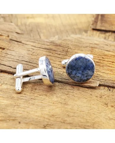 Dumortierite Cufflinks – Handmade Sterling Silver Luxury Gift for Men