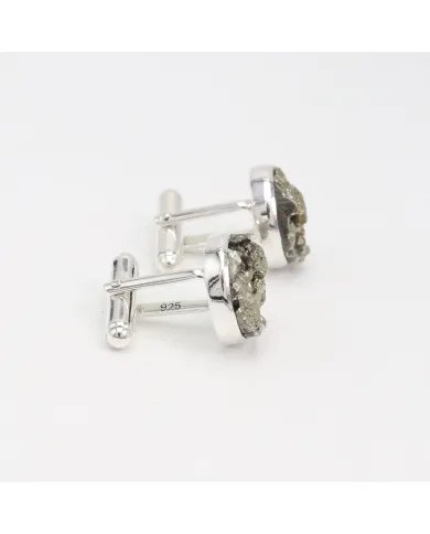 Raw Pyrite Cufflinks – Handmade Luxury 925 Sterling Silver Jewelry