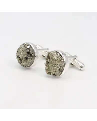 Raw Pyrite Cufflinks – Handmade Luxury 925 Sterling Silver Jewelry