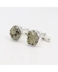 Raw Pyrite Cufflinks – Handmade Luxury 925 Sterling Silver Jewelry