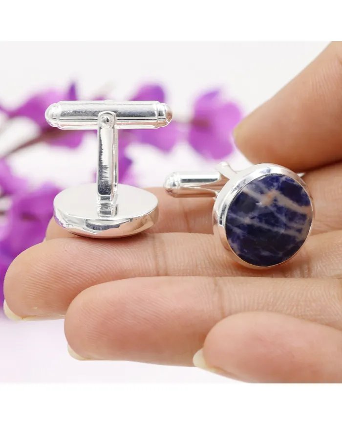 Royal Sodalite Cufflinks – 925 Sterling Silver Men’s Accessories