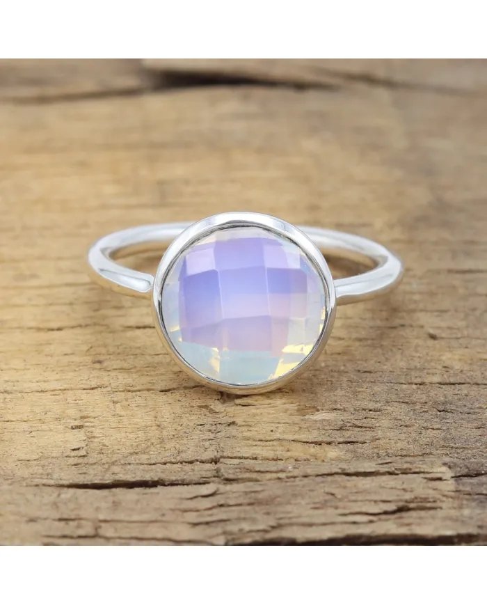 Opal Quartz Ring - 925 Sterling Silver Handmade Minimalist Jewelry