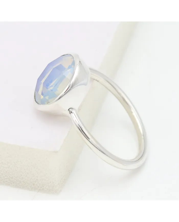 Opal Quartz Ring - 925 Sterling Silver Handmade Minimalist Jewelry