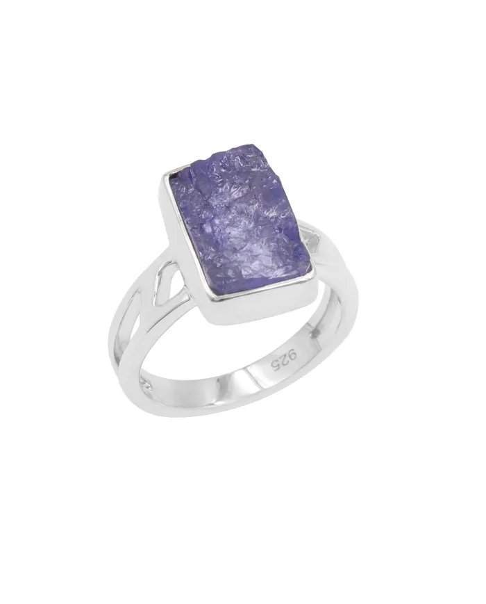 Raw Tanzanite Ring – 925 Sterling Silver Handmade Gemstone Jewelry