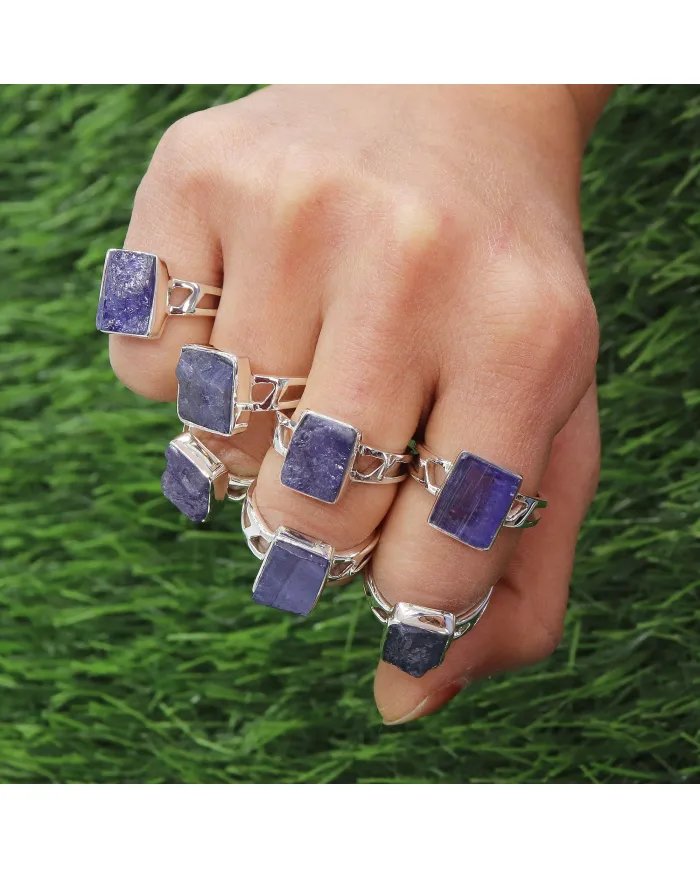 Raw Tanzanite Ring – 925 Sterling Silver Handmade Gemstone Jewelry
