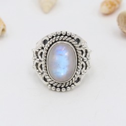 Natural Moonstone Ring, Designer Ring, Sterling Silver Ring, Statement Ring, Engagement Ring, Wedding Ring, Promise Ring for Her