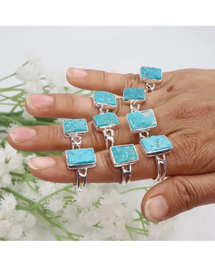 Raw Arizona Turquoise Ring - 925 Sterling Silver Gemstone Jewelry