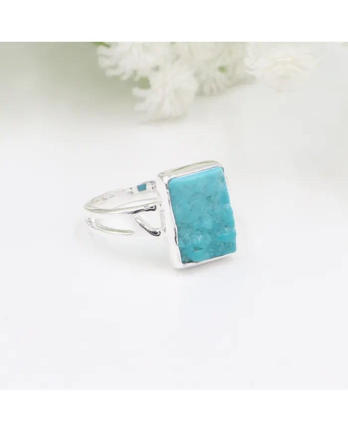 Natural Arizona Turquoise Ring - 925 Sterling Silver Gemstone Jewelry