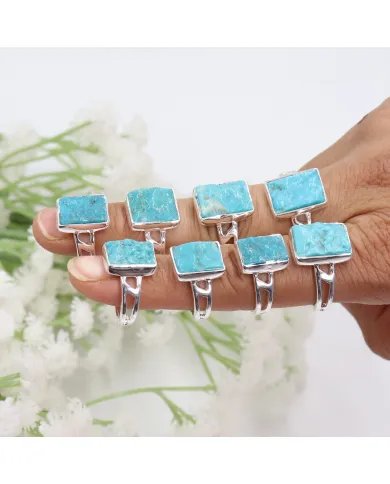 Raw Arizona Turquoise Ring - 925 Sterling Silver Gemstone Jewelry