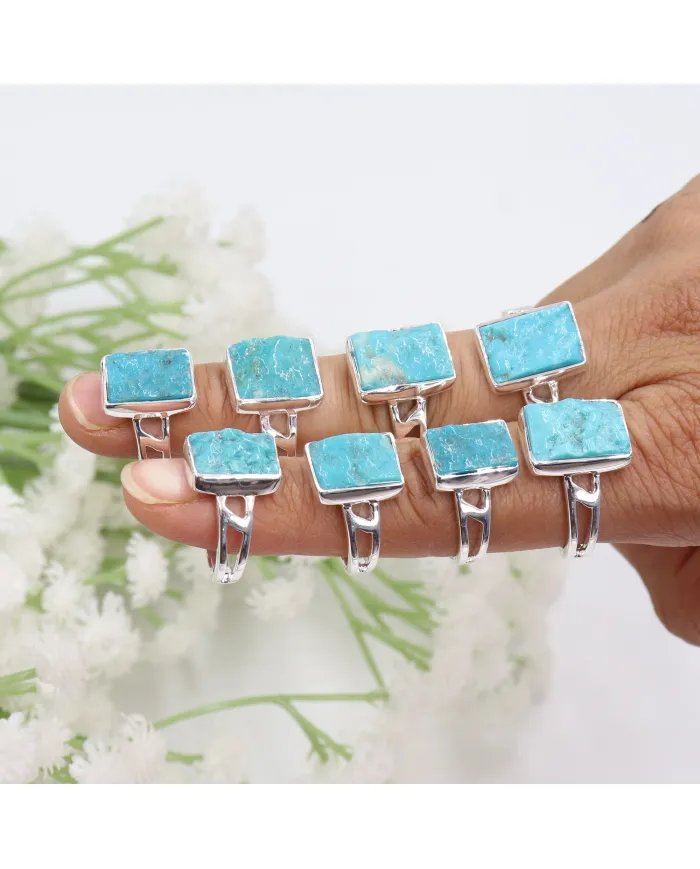 Raw Arizona Turquoise Ring - 925 Sterling Silver Gemstone Jewelry