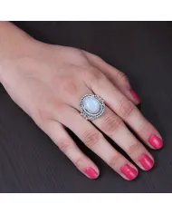 Natural Moonstone Ring - Sterling Silver Ring Statement Ring June Birthstone Ring Inspiration Ring for Her