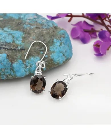 Smoky Quartz Earrings - Sterling Silver Earrings Handmade Dangle Earrings Hook Earrings Silver Jewelry