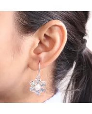 Pearl Earrings - Handmade 925 Sterling Silver Flower Design Jewelry