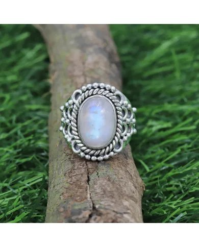 Natural Moonstone Ring - Sterling Silver Ring Statement Ring June Birthstone Ring Inspiration Ring for Her
