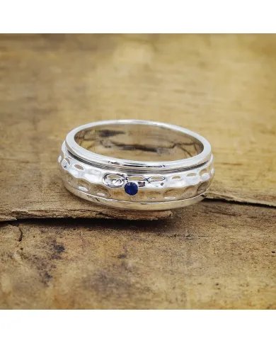 925 Silver Cubic Zirconia Tanzanite Spinner Ring – Fidget Anxiety Relief