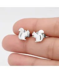 Squirrel Stud Earrings - 925 Sterling Silver Swarovski Crystal Jewelry