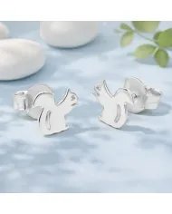 Squirrel Stud Earrings - 925 Sterling Silver Swarovski Crystal Jewelry