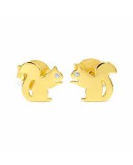 Moissanite Squirrel Stud Earrings - Gold Plated 925 Silver Animal Jewelry