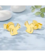 Moissanite Squirrel Stud Earrings - Gold Plated 925 Silver Animal Jewelry