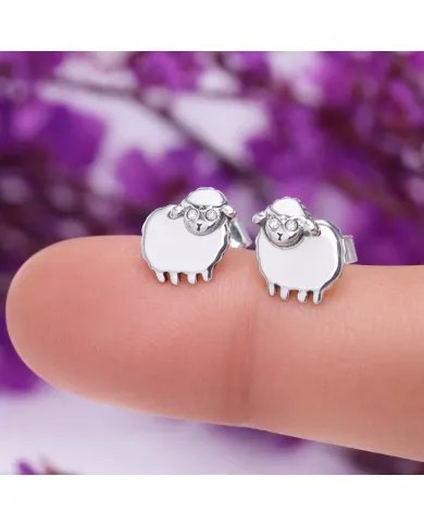 Moissanite Cute Sheep Stud Earrings – 925 Sterling Silver Animal Jewelry
