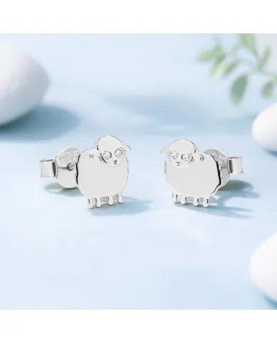 Moissanite Cute Sheep Stud Earrings – 925 Sterling Silver Animal Jewelry