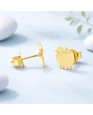 Moissanite Sheep Stud Earrings – Gold Plated 925 Silver Animal Jewelry