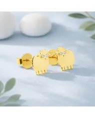 Cute Sheep Stud Earrings – Gold Plated 925 Sterling Silver with Swarovski Crystal