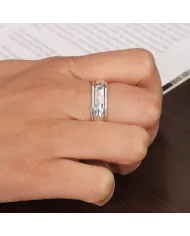Sterling Silver Blue Topaz Zircon Spinner Ring – Fidget Anxiety Relief