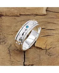 Sterling Silver Blue Topaz Zircon Spinner Ring – Fidget Anxiety Relief
