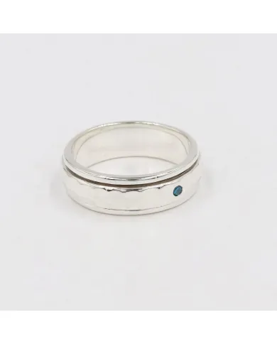 Sterling Silver Blue Topaz Zircon Spinner Ring – Fidget Anxiety Relief