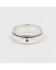 Sterling Silver Blue Topaz Zircon Spinner Ring – Fidget Anxiety Relief