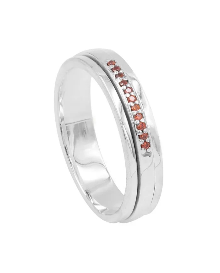 Garnet Spinner Ring – 925 Sterling Silver Anxiety & Stress Relief Jewelry