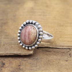 Rhodochrosite Ring, Sterling Silver Ring, Handmade Ring, Statement Ring, Designer Ring, Promise Ring, Engagement Ring for Girls